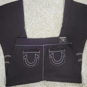 NEW True Religion Pull-On Flare Jeans BlacAnniversary Large